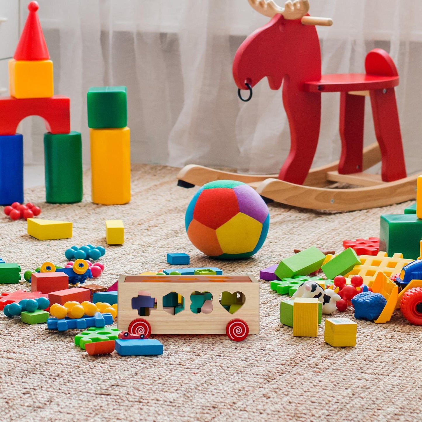 Wooden cube with 17 shapes