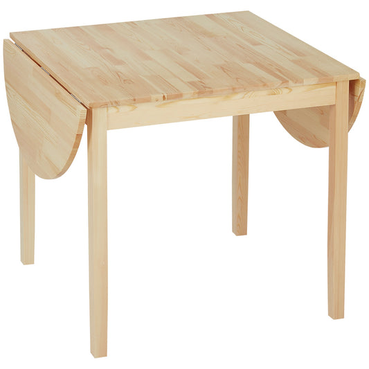 Foldable Pine Wood Dining Table, Drop-Leaf, Seats 4-6