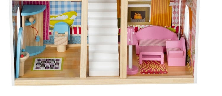 Wooden dollhouse - villa with swimming pool D11251