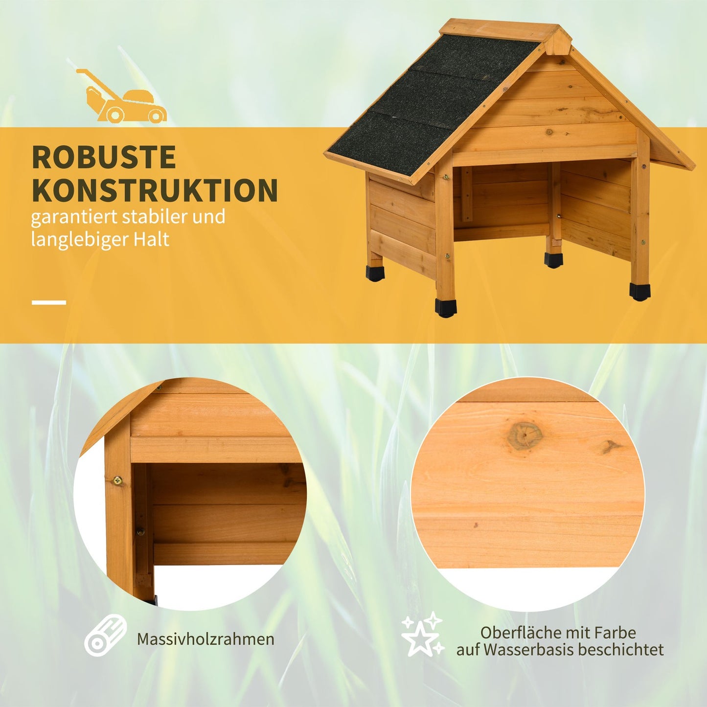Wooden garage, Yellow, 75x76x70 cm, Sun & Rain cover