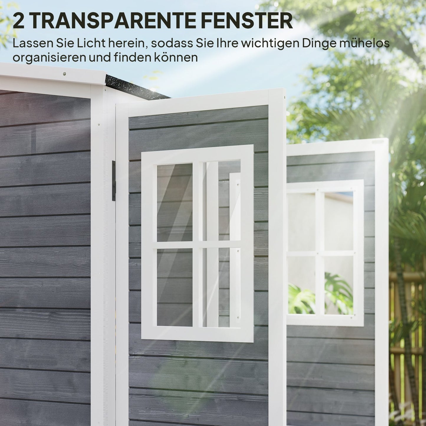 Wooden garden tool shed, weatherproof, lockable, 91x69x192cm