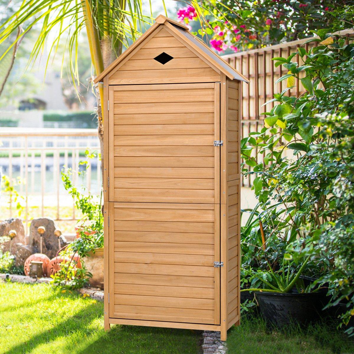 Wooden garden cupboard tool shed tool shed tool cupboard 70 x 36 x 177 cm