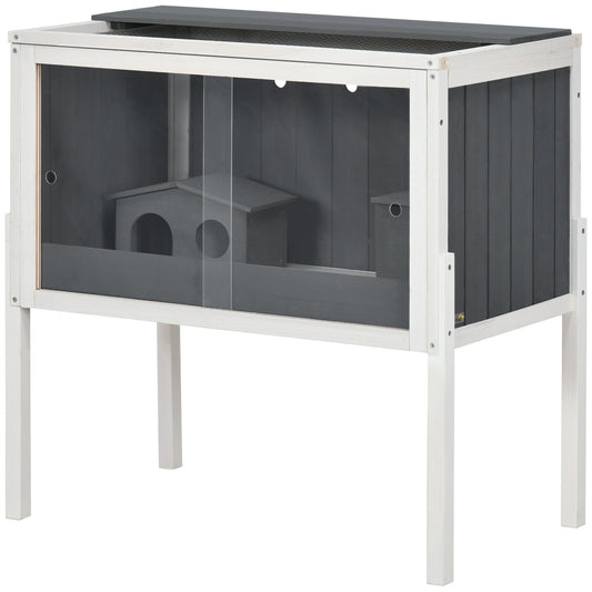 Dwarf hamster cage in wood with huts and accessories, 82cm