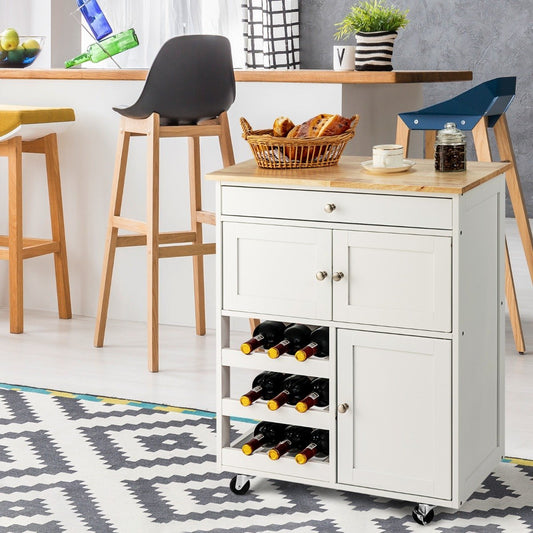 Wooden kitchen trolley serving trolley kitchen trolley with 3 wine racks