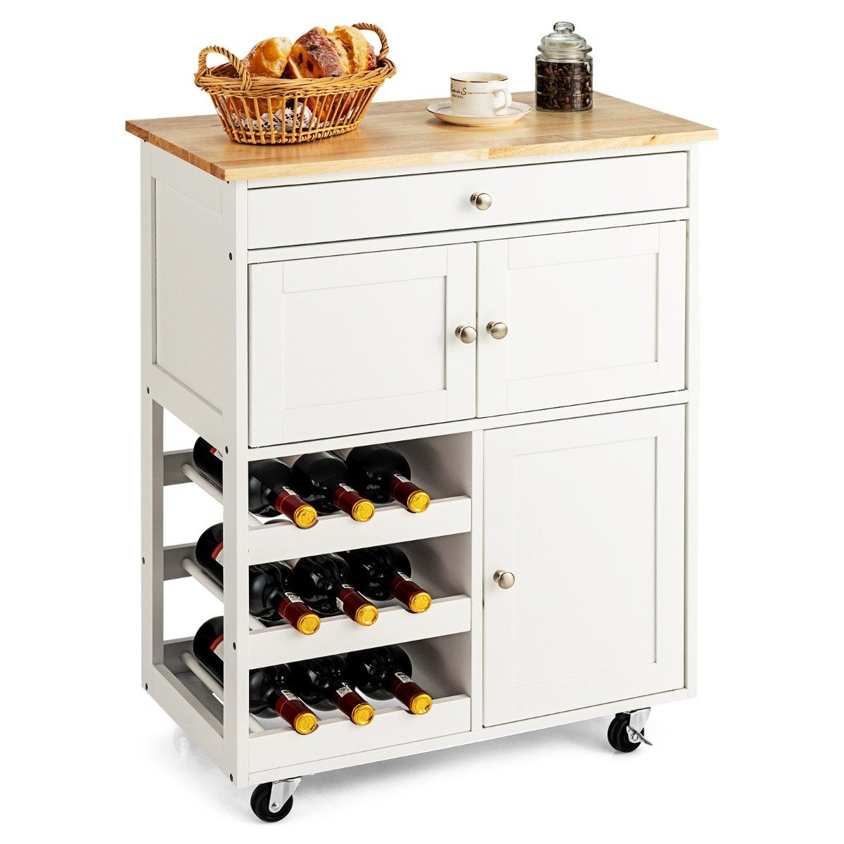 Wooden kitchen trolley serving trolley kitchen trolley with 3 wine racks