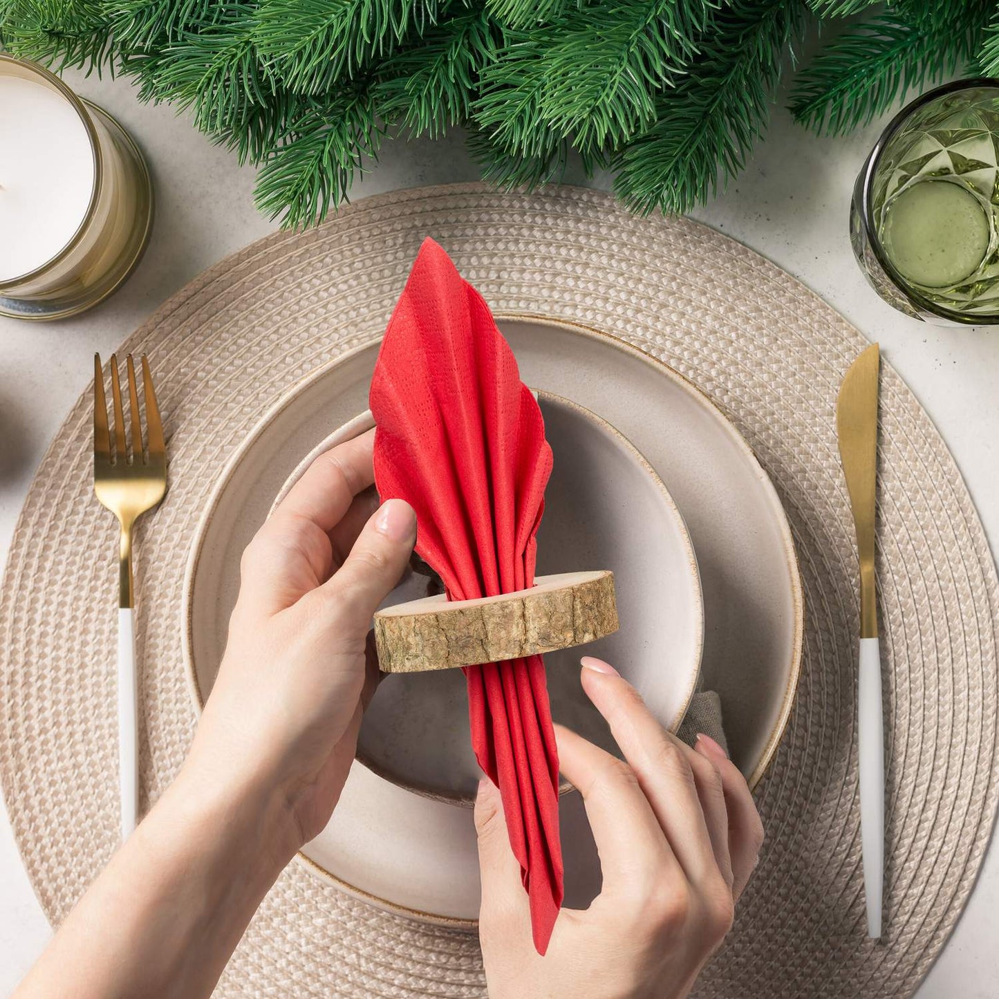 Wooden napkin rings 20-pack