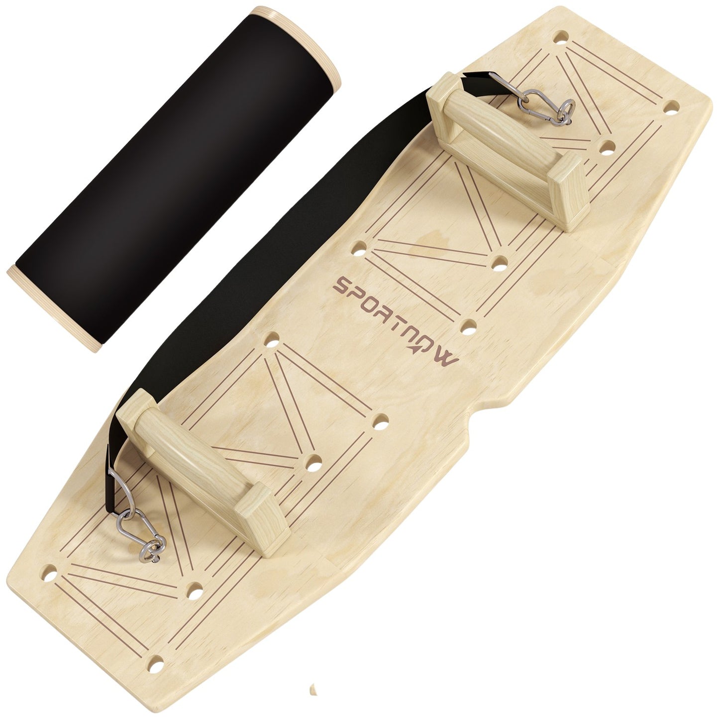 Wooden push-up bars with resistance bands, 11 exercises