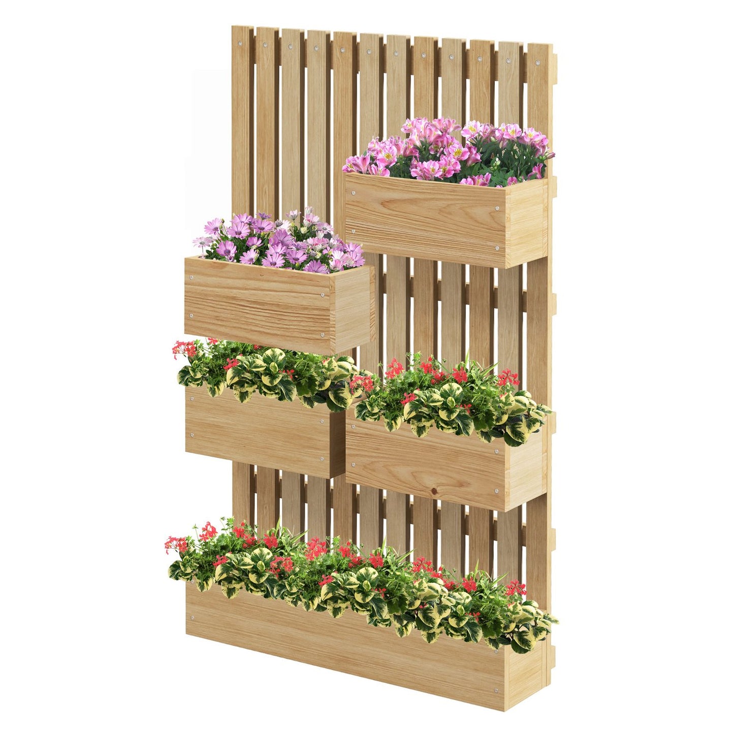 Adjustable wooden raised garden bed with trellis 60x16x100 cm