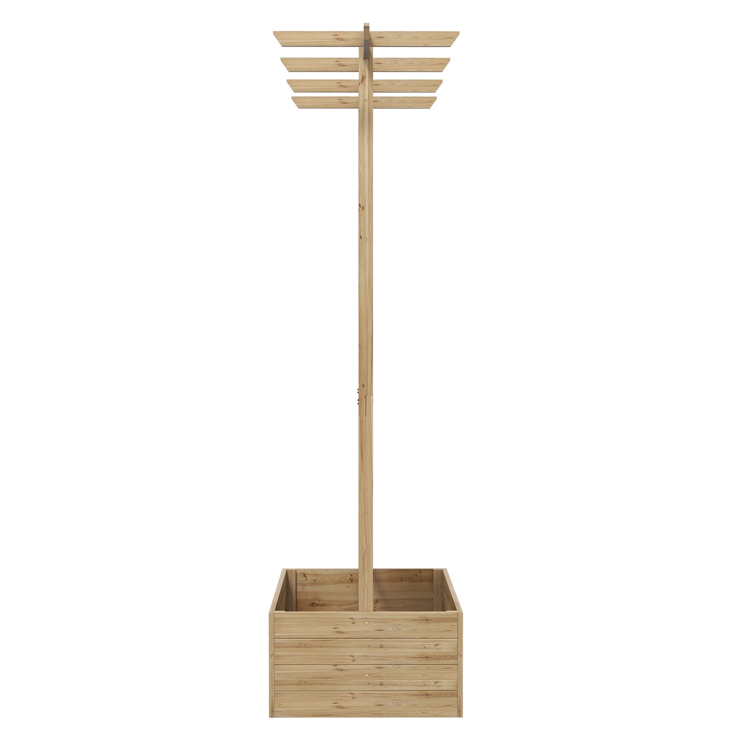 Raised wooden garden bed with roof and trellis, 160 x 55 x 183 cm