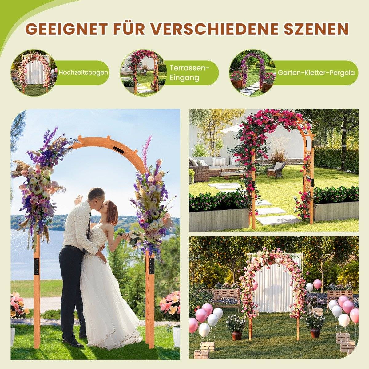 Wooden rose arch for climbing plants garden arch archway trellis climbing aid trellis
