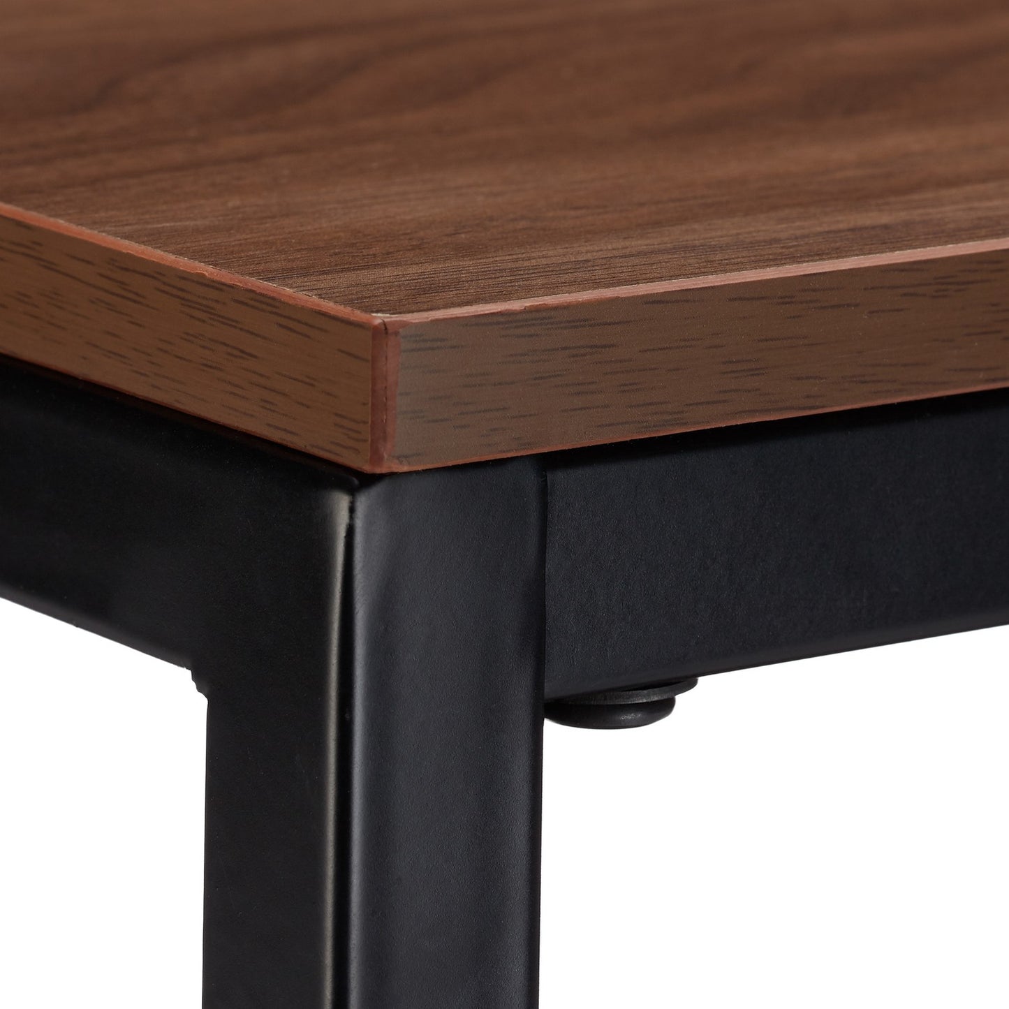 Wooden side table with metal base