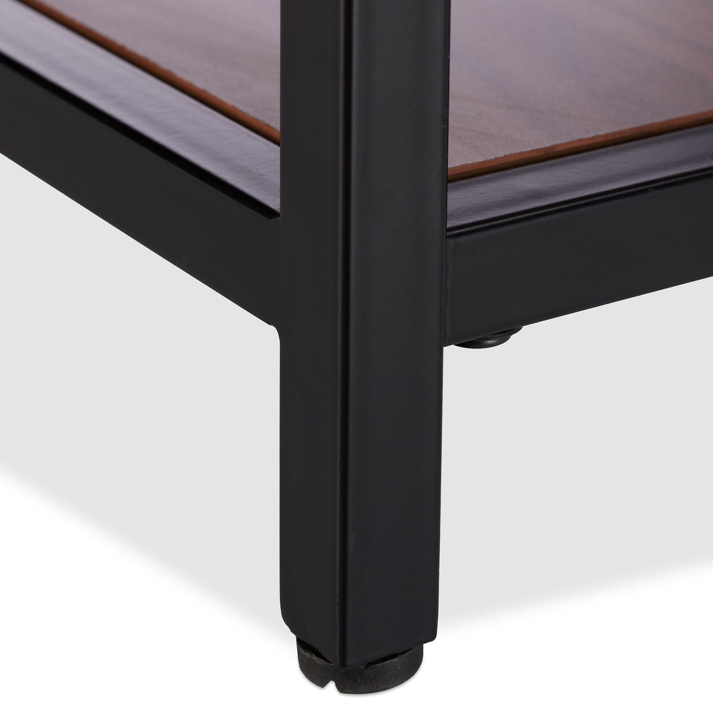 Wooden side table with metal base