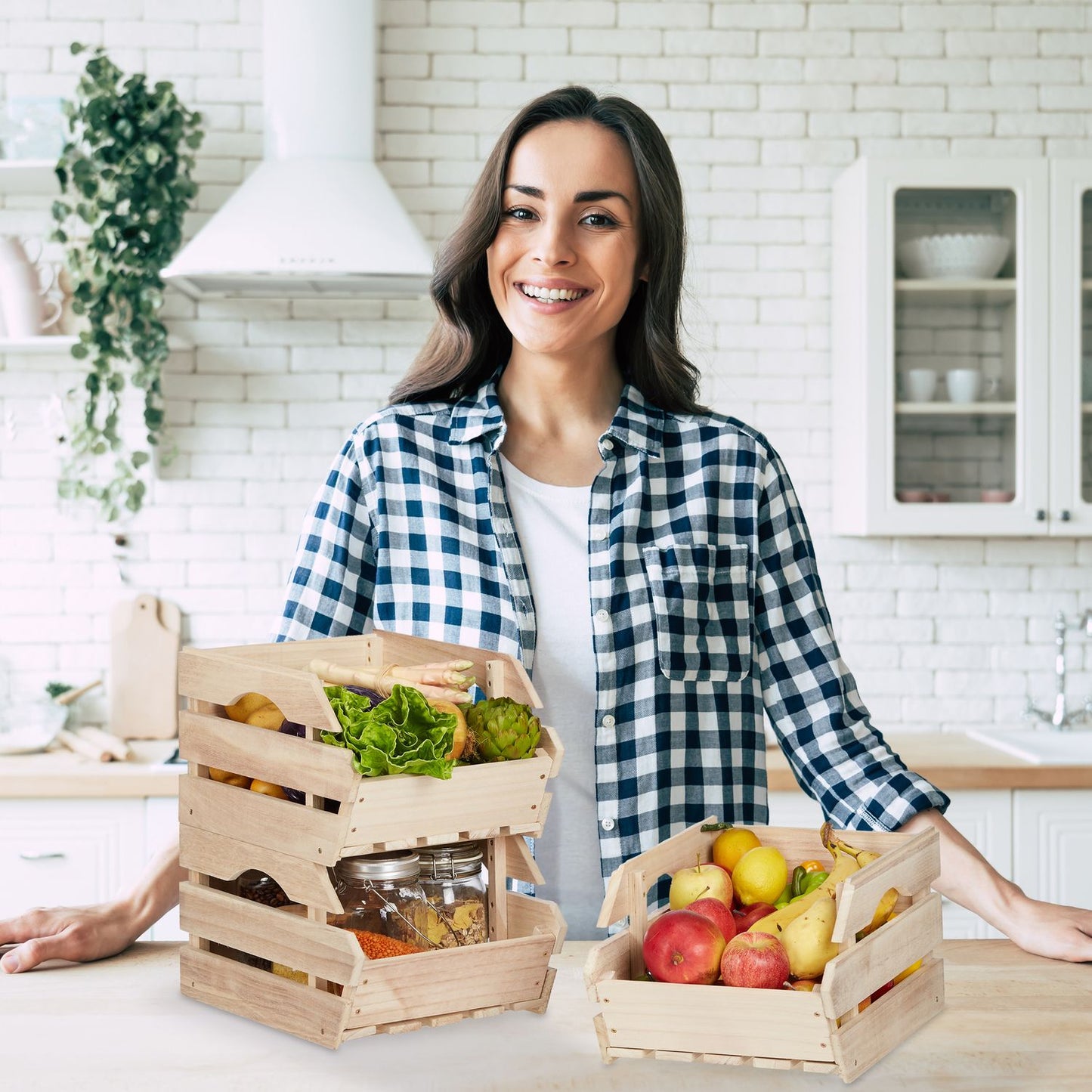 Wooden stacking boxes