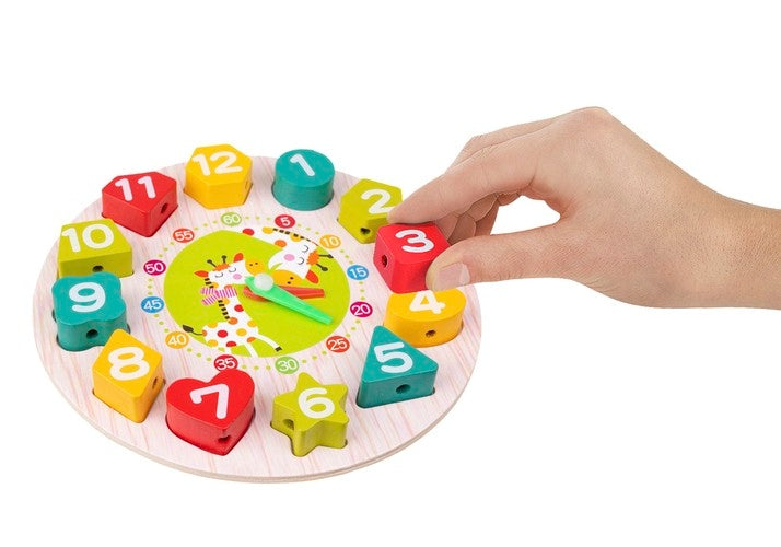 Wooden toy clock