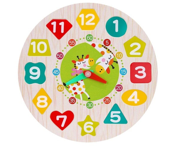 Wooden toy clock
