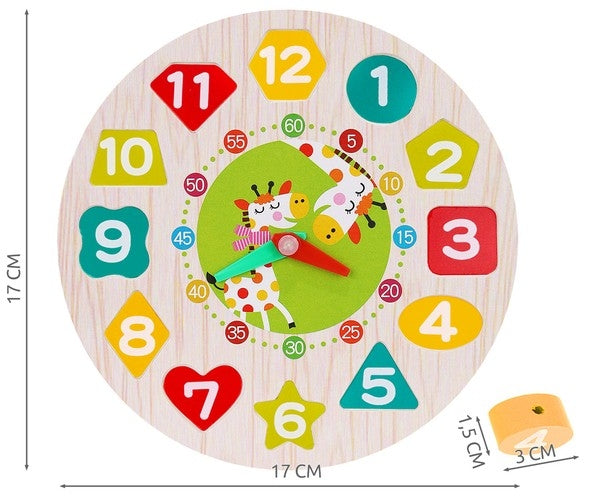 Wooden toy clock