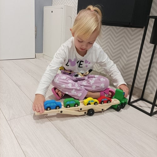 Wooden truck - tow truck + set of cars 22698