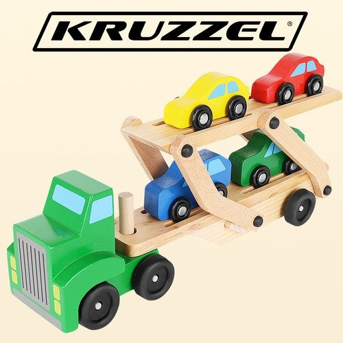 Wooden truck - tow truck + set of cars 22698