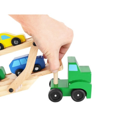Wooden truck - tow truck + set of cars 22698