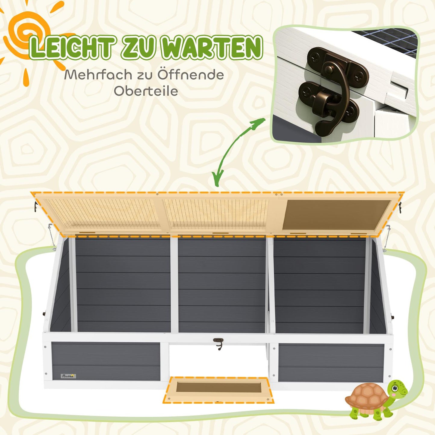 Outdoor wooden turtle cabinet, light grey, 120x55x50 cm