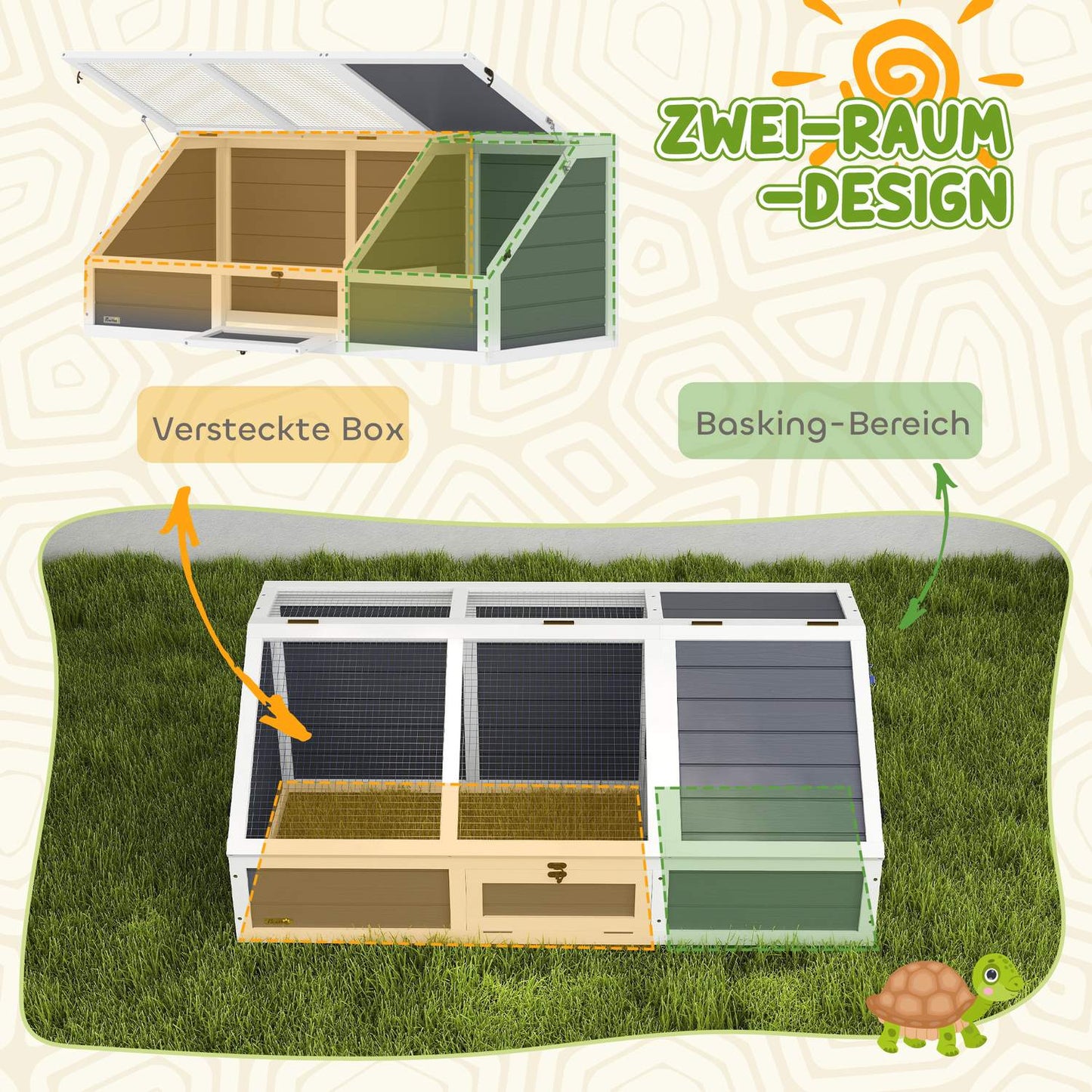 Outdoor wooden turtle cabinet, light grey, 120x55x50 cm