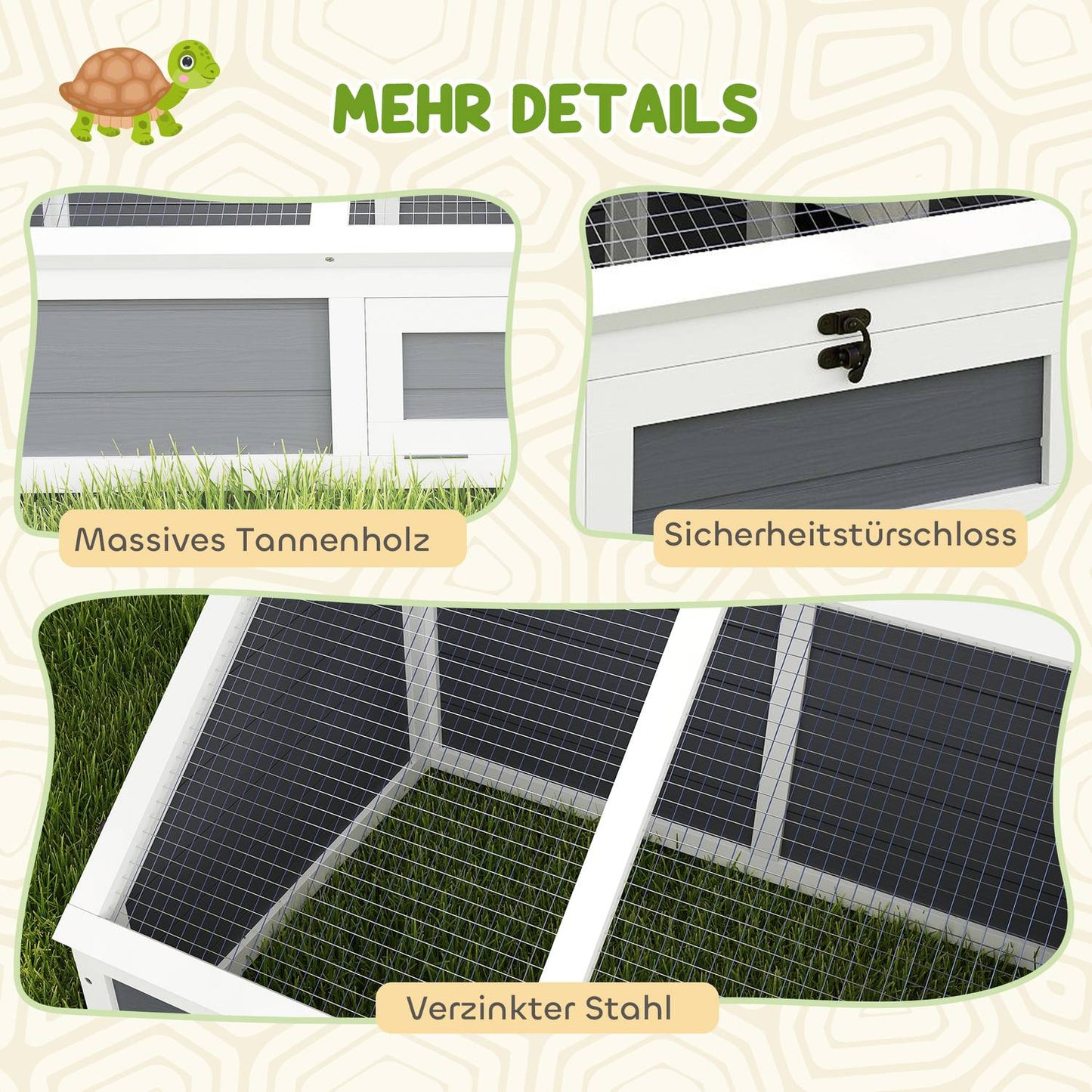 Outdoor wooden turtle cabinet, light grey, 120x55x50 cm