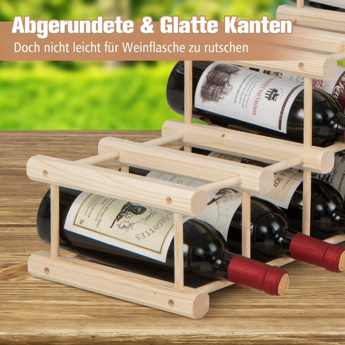 Wooden wine rack, bottle stand, wine stand for 36 bottles, bottle rack, wine bottle holder, natural