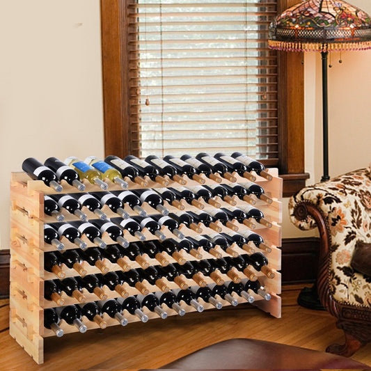 Wooden wine rack for 72 bottles, stackable wine stand, bottle rack, wooden shelf, wine cabinet