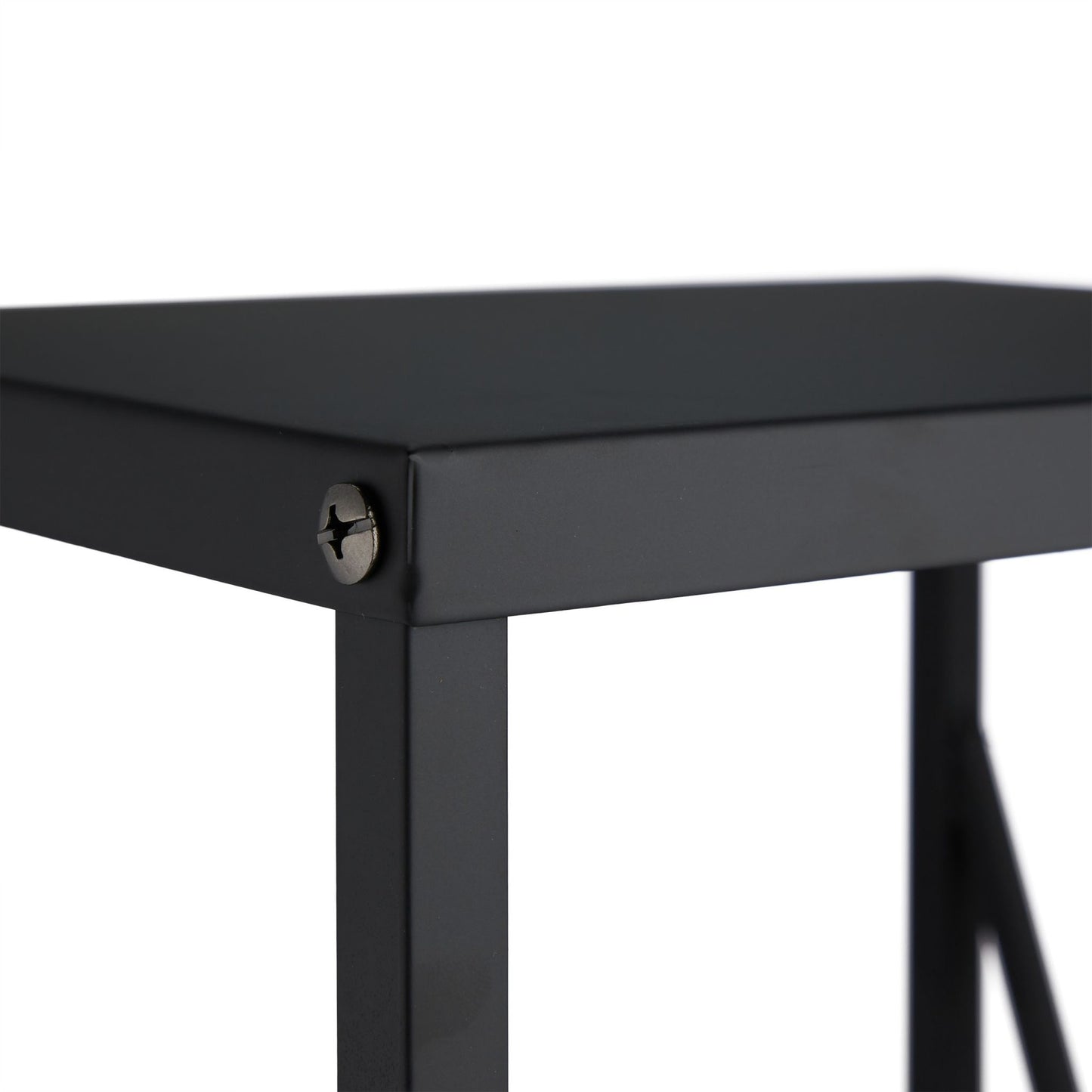Wood shelf in black steel