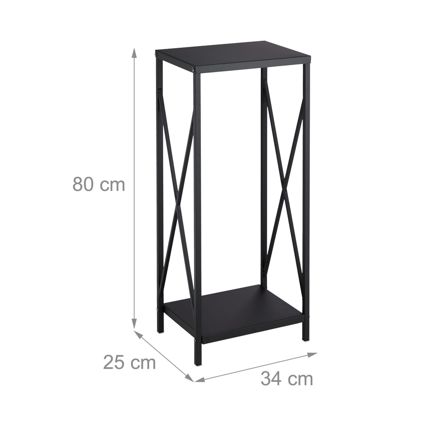 Wood shelf in black steel