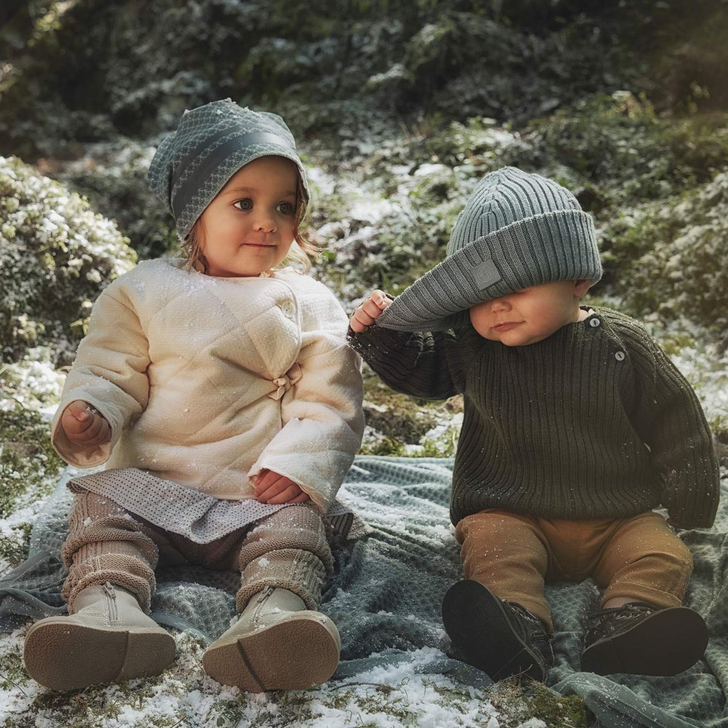 Wool Beanie - Deco Turquoise 1-2 years