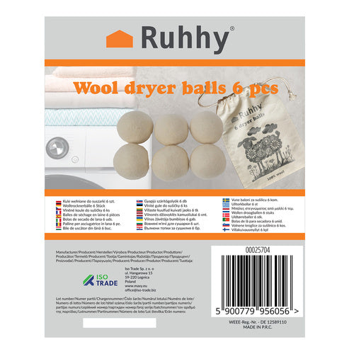 Wool dryer balls 6 pcs 25704