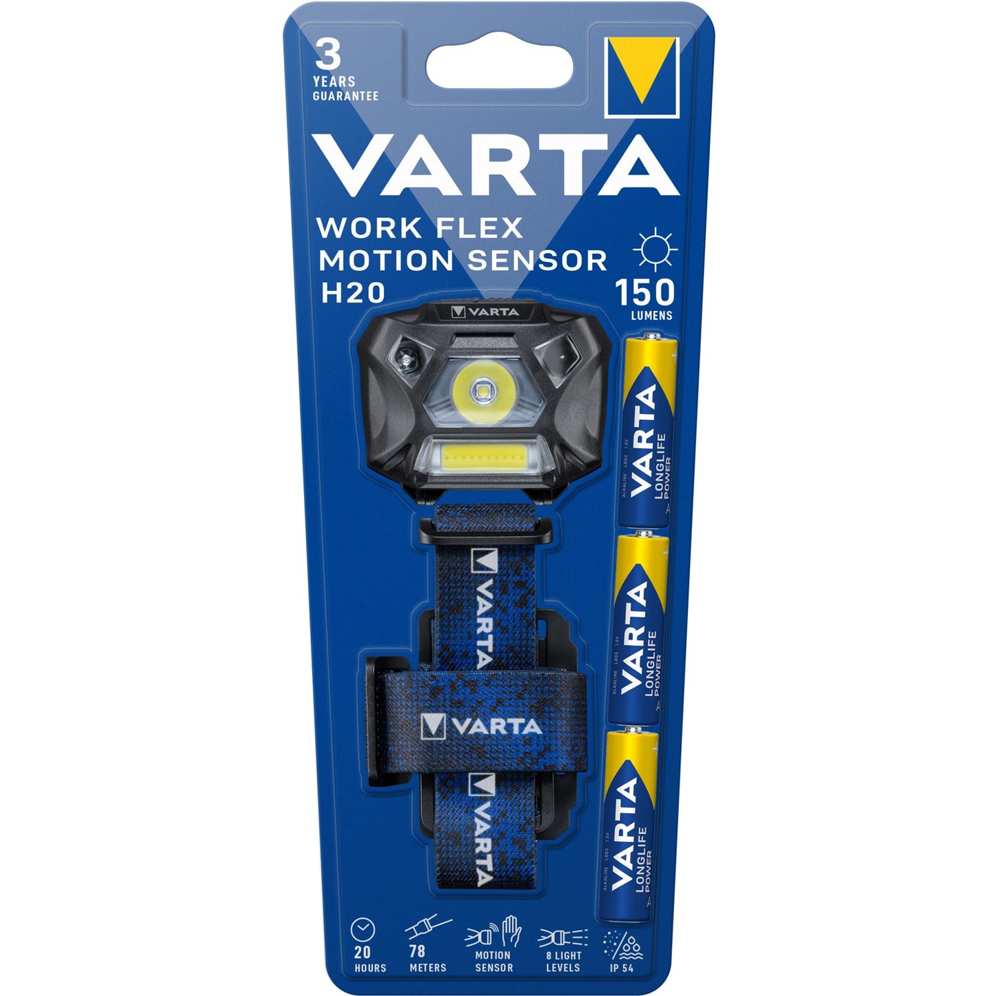 Work Flex Motion Sensor H20 Headlamp IP54 150 lm