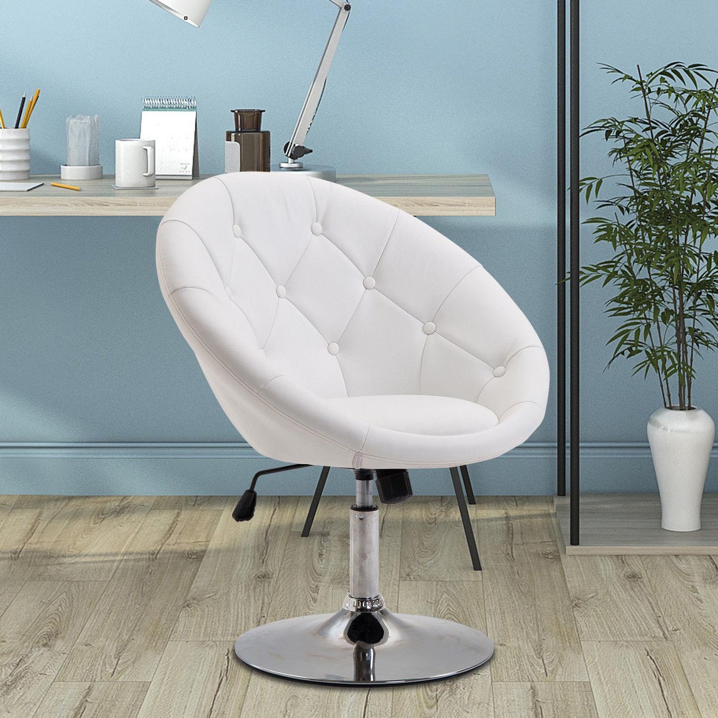 Adjustable swivel work stool, chrome steel, 56-90 Cm