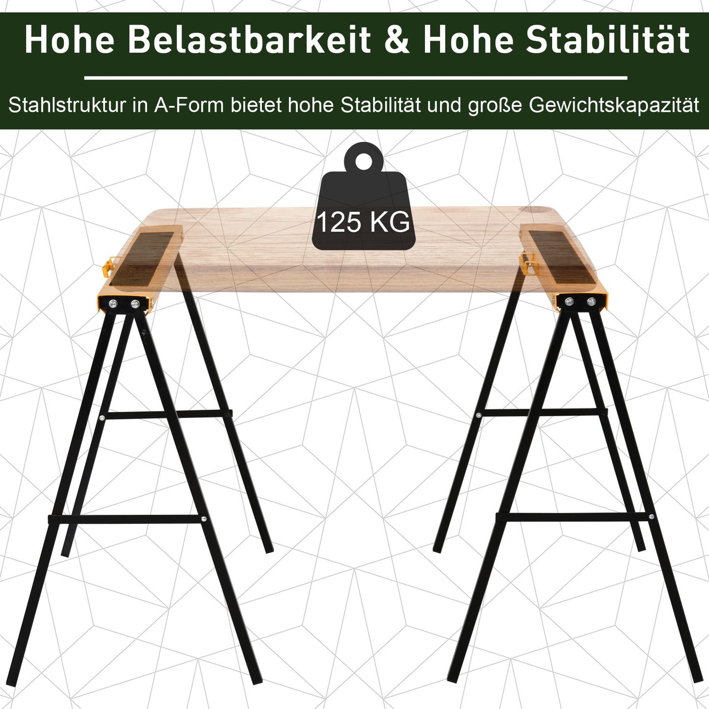 Folding steel saw horse - non-slip, 125 kg capacity