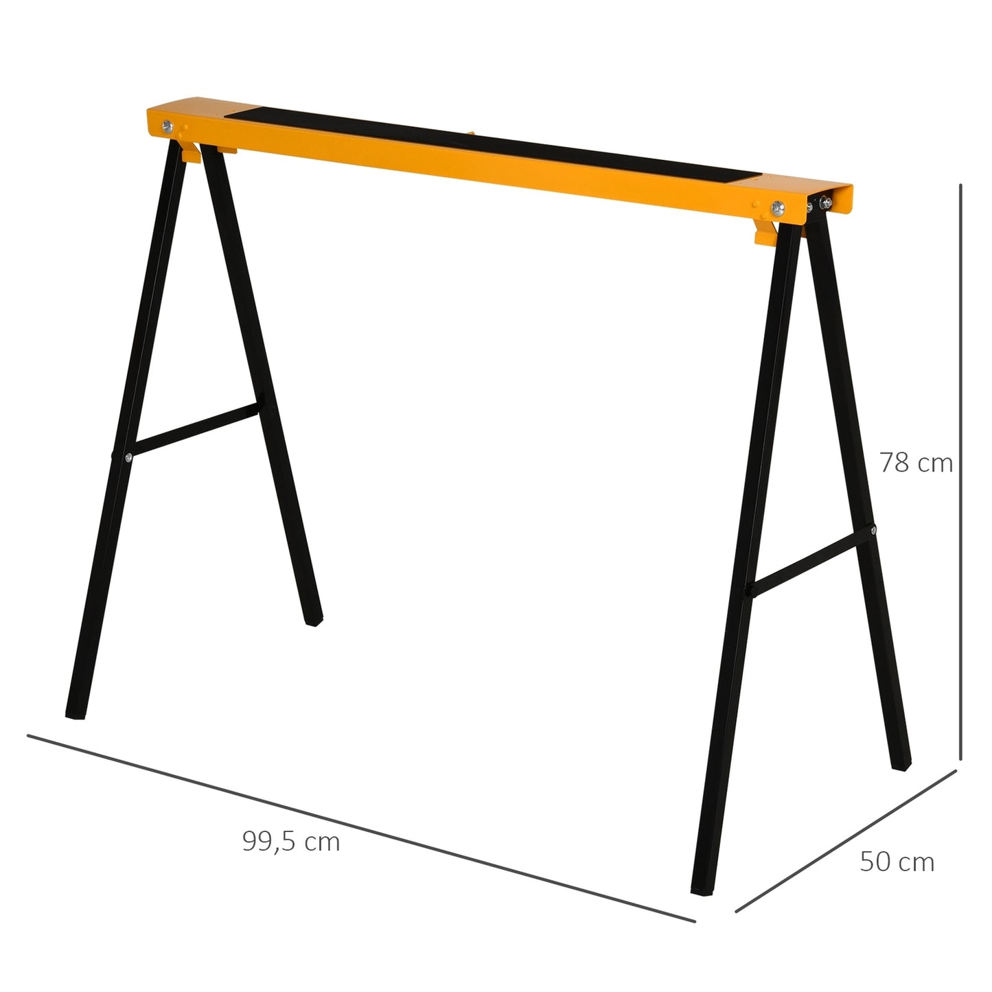 Folding steel saw horse - non-slip, 125 kg capacity