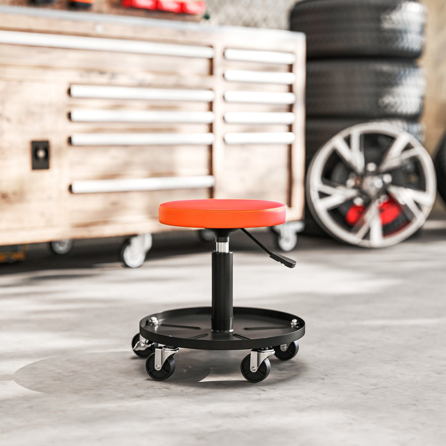 Rolling Workshop Stool, Adjustable Height, 135 kg Capacity