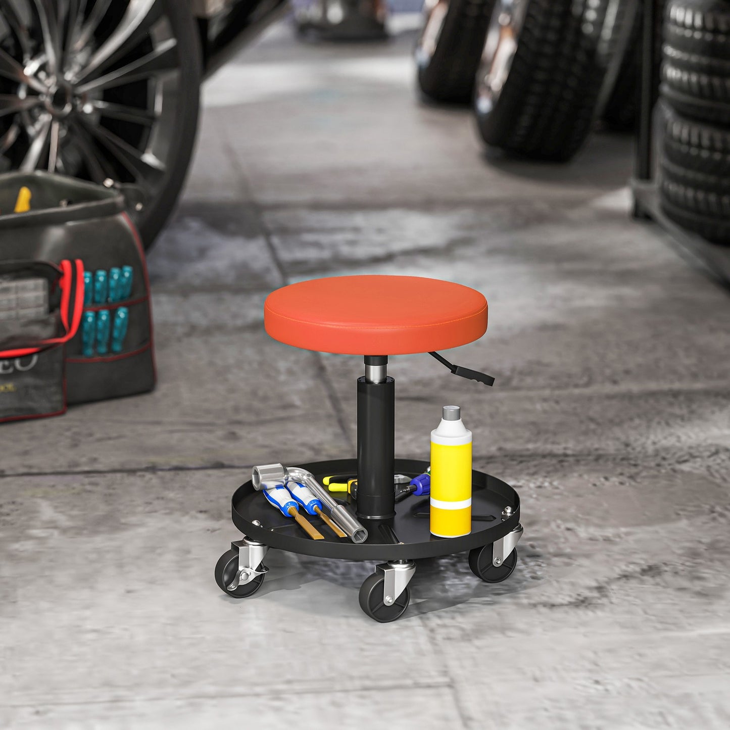 Rolling Workshop Stool, Adjustable Height, 135 kg Capacity