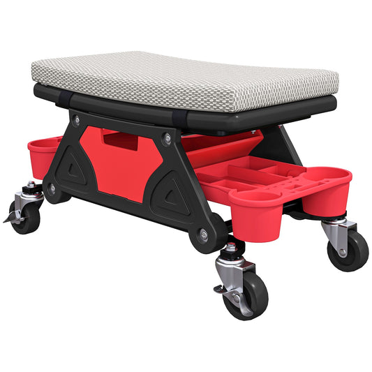 Workshop stool with wheels, storage area 35cm high, rolling stool, load capacity up to 135 kg, grey