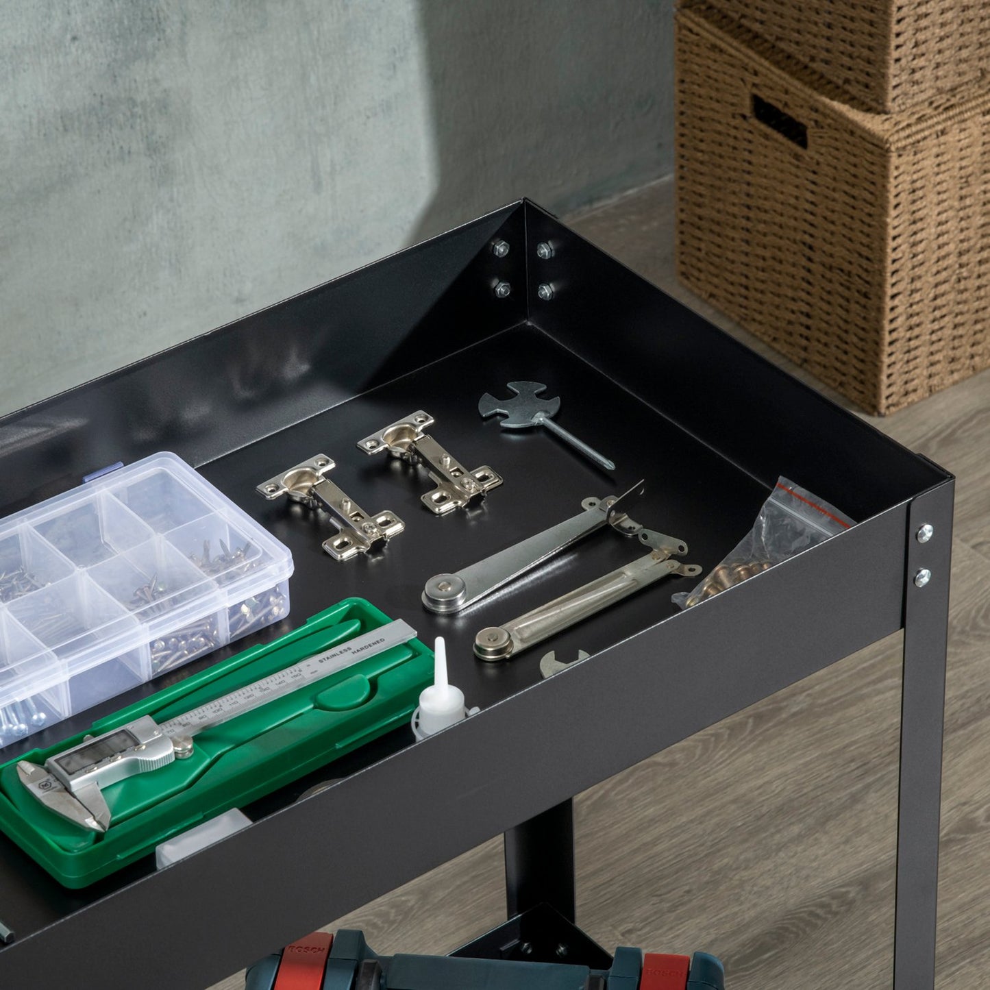 Workshop trolley, 2-level steel, 150 kg load capacity