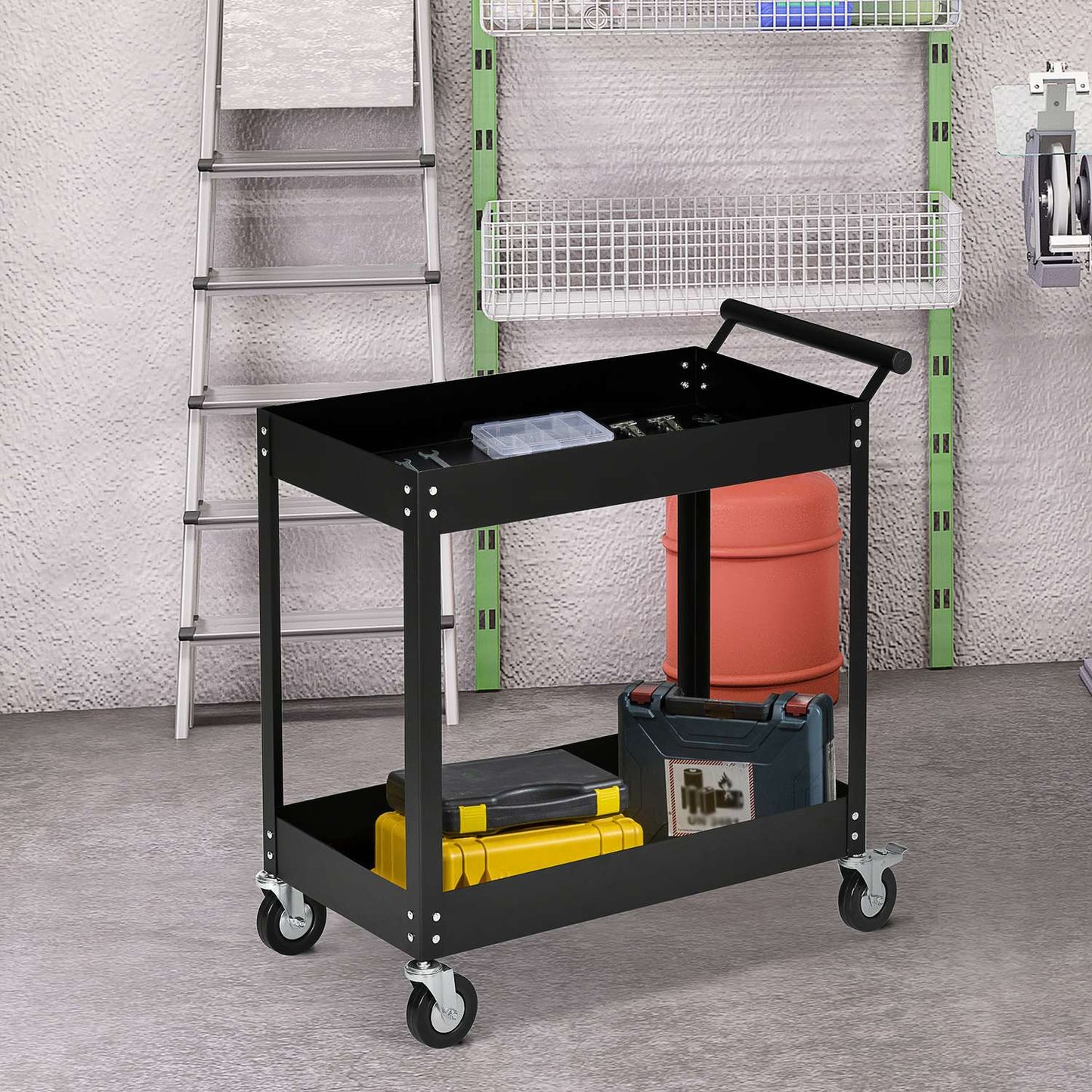 Workshop trolley, 2-level steel, 150 kg load capacity