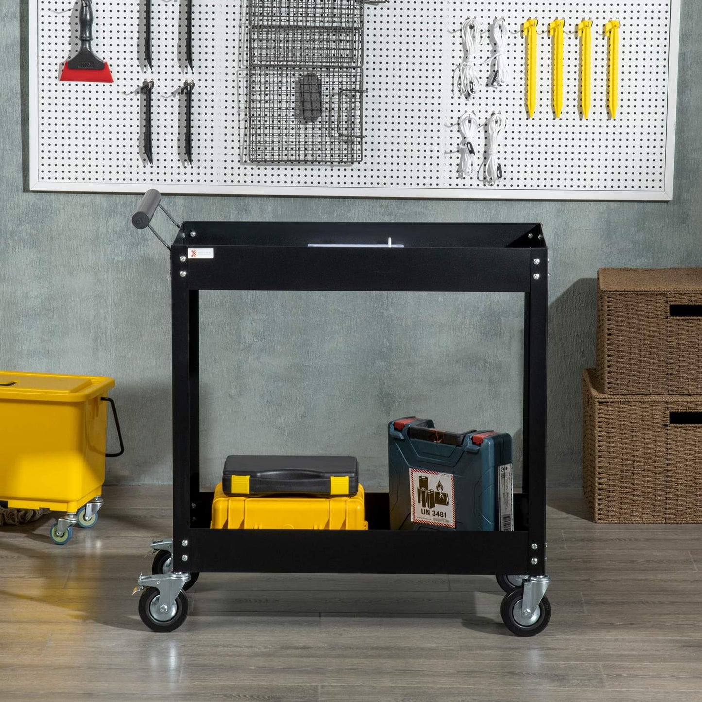 Workshop trolley, 2-level steel, 150 kg load capacity