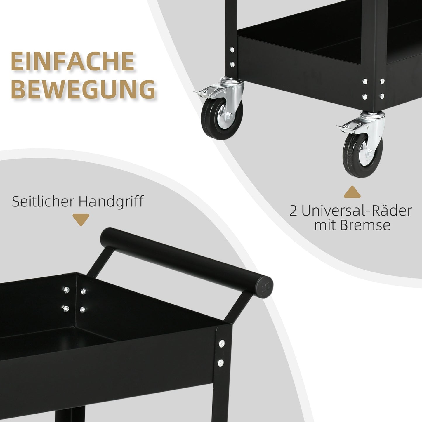 Workshop trolley, 2-level steel, 150 kg load capacity