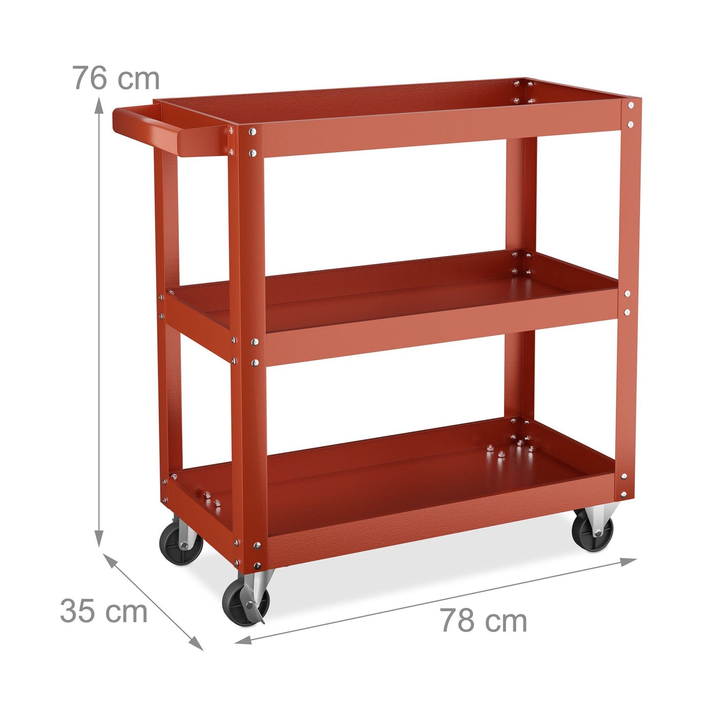Workshop trolley with 3 shelves