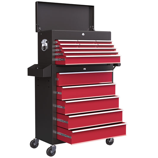 Mobile workshop trolley, Lockable, 14 drawers, Red