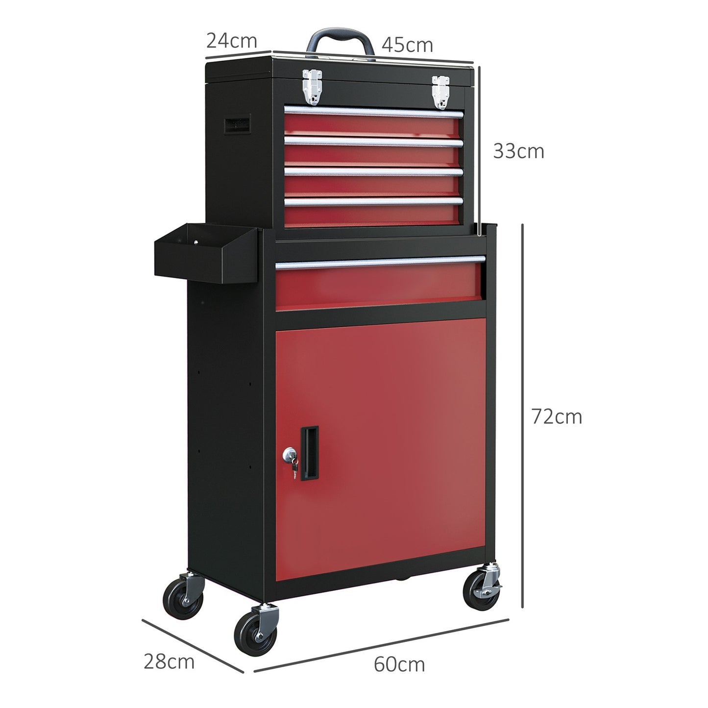 Mobile workshop trolley in steel, 5 drawers, Lockable, 130 kg load