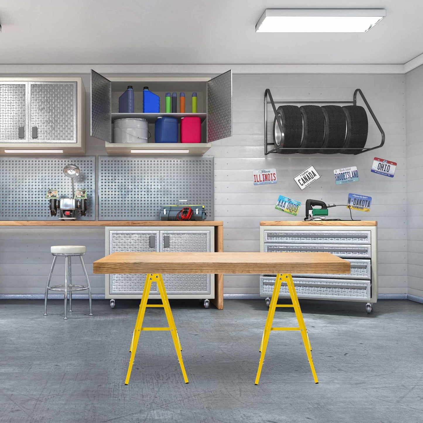 Work stands, 2 pcs, yellow