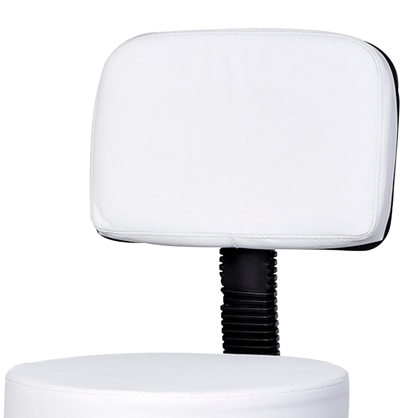 Swivel height-adjustable office stool with backrest, white