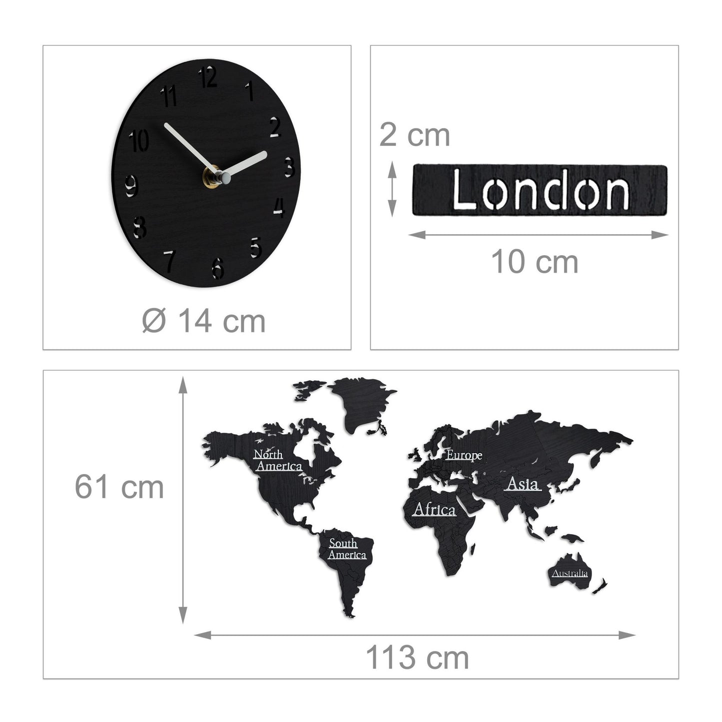 World Map with 5 Clocks