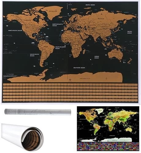 World map - scratch card with flags